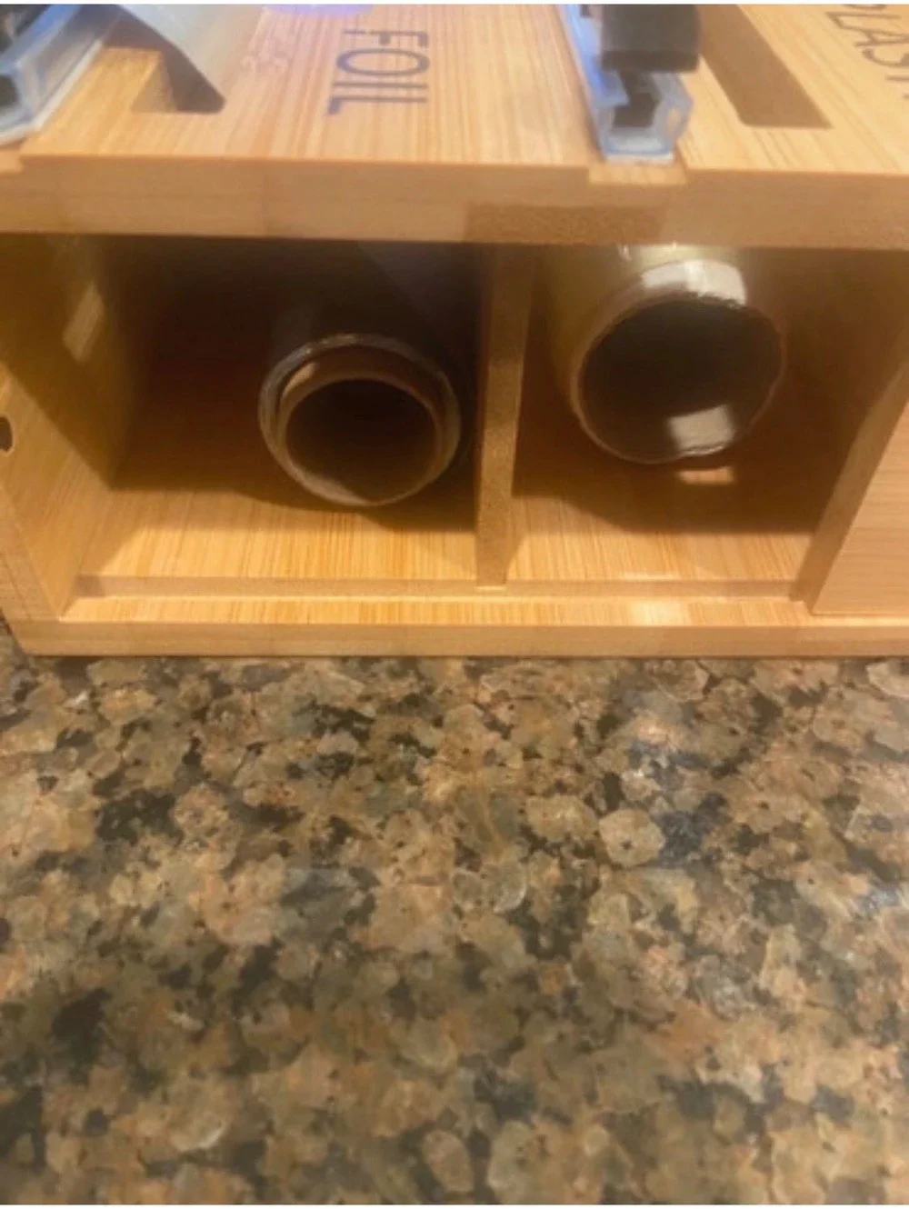 3Rillis Bamboo Wrap Organizer 2-in-1 Plastic and Foil Wrap Dispenser